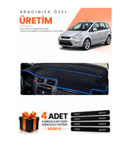 FORD C-MAX (2003-2010) UZUN KAPAKLI Uyumlu Torpido Koruma Örtüsü Oto Kılıfı - Siyah Mavi