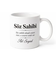 İsme Özel Söz Sahibi Yazılı Kupa Bardak Hediye Özel Tasarım Baskılı