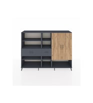 Hyperion Dolap 10 Raflı 2 Çekmeceli 2 Kapaklı 220x44x163 Antrasit-Çam/Antrasit