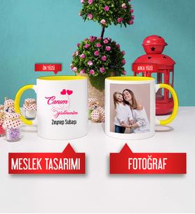 Öğretmenler Günü Hediyesi Kupa Bardak Sarı Fotoğraflı