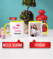 Öğretmenler Günü Hediyesi Kupa Bardak Sarı Fotoğraflı