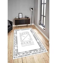 Dijital Baskılı Yıkanabilir Kaymaz Modern Renkli Salon Halısı Mutfak Halısı Yolluk ND-HY-1376 (Beyaz)