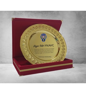 TABAK PLAKET  - ALTIN - GÜL DESENLİ - KIRMIZI KUTULU