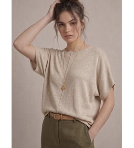 Kadın Basic Relaxed Keten Bluz