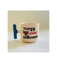 Yılın En Sinirli Öğretmeni Baskılı Mavi Kulplu T Öğretmenler Günü Kupa