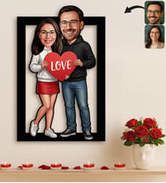 BK Gift Kişiye Özel Sevgili Karikatürlü 3D Ahşap Tablo -10, Fotoğraftan Karikatür, Sevgililer Günü Hediyesi, Ev Hediyesi