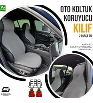 Oto Koltuk Koruyucu Kılıf Çizgili Füme Beyaz Universal 2 Parça Ön A+ Kalite