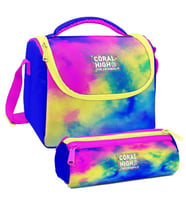 Coral High Renkli Batik Desenli Kız Çocuk Isı Yalıtımlı Beslenme Çantası ve Kalemlik Seti