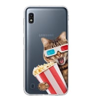 PrintiFy Galaxy A10 ile Uyumlu Kedi 1 Kamera Korumalı Şeffaf Kılıf