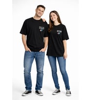 Anne Baba Kombini Mom Dad Baskılı Çift Tişört Oversize Unisex 2’li Set (Siyah)