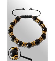 Sertifikalı Gold Hematitli 8 Mm Doğal Şungit (Shungite) Taşı Bileklik (Çok Renkli)