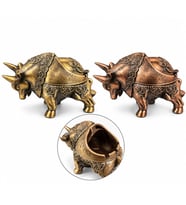 Kapaklı Metal Boğa Figürlü Küllük 20*9 Cm