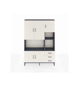 Arges Gardrop 9 Raflı 3 Çekmeceli 5 Kapaklı 132x30x195 Antrasit-Aytaşı