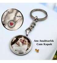 anı anahtarlık fotograflı anahtarlık çelik kişiye özel cift fotoğraflı  Hediye Kutulu Kişiye Özel Tasarım Anı Kolyesi Fotoğraflı Kolye Anneye Hediye, Doğum Günü Hediyesi, Sevgiliye Hediye, Arkadaşa Hediye, Eşe Hediye (Gümüş Gri)