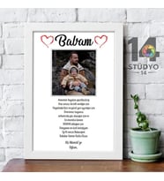 Stüdyo 14 Kişiye Özle Fotoğraf ve Mesajlı Çerçeveli Tablo - Babalar Günü Hediyesi- Anneye Hediye - Sevgiliye Hediye