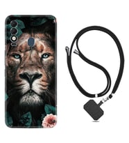 Tecno Spark 8T Kılıf Resimli Boyun Askılı İpli Desenli Silikon Leon Flowers 1307