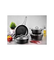 Granit 7 Parça Tencere Tava Set - Siyah