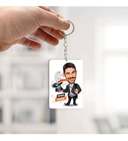 Kişiye Özel Şapkadan Tavşan Çıkaran Erkek Karikatürlü Anahtarlık