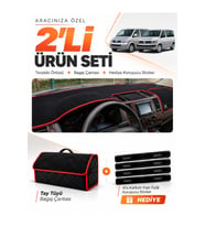 e-biz VOLKSWAGEN TRANSPORTER T5 TEK KAPAKLI (2003-2016) Torpido + Tay Tüyü Çanta - Siyah-Kırmızı - VW027