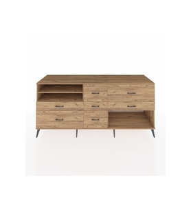 Kronos Konsol 2 Raflı 7 Çekmeceli  220x59x99 Çam-Çam/Çam
