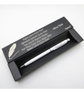 Signator® C508 Slim Ak Krom Tükenmez Kalem  İsme Özel Kalem  Hediyelik Kalem (Karışık)