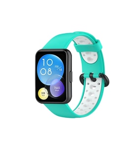 Uray store Huawei Watch Fit 2 Spor Delikli Kordon - Turkuaz-Beyaz