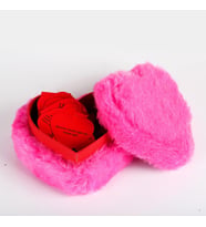 Sevgi Sözlü Koyu Pembe Peluş Kalp Kutu
