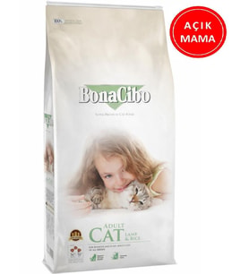 BonaCibo Adult Cat Lamb Rice Kuzulu Kedi Maması 1 kg AÇIK