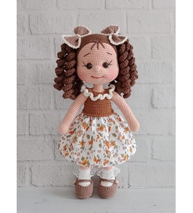 Gazel Kıvırcık Saçlı Karnaval Bebek Amigurumi Organik Oyuncak