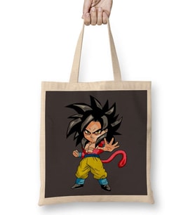 MiniGoku Super Sayajin 4 Bez Çanta Uzun Saplı