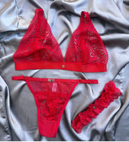 Kişiye Özel Star Dantel Model Kırmızı Bralet Sütyen Takımı