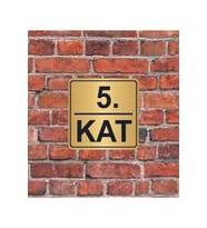 5. Kat Yazılı Metal Yönlendirme Levhası 15x15 Cm Altın