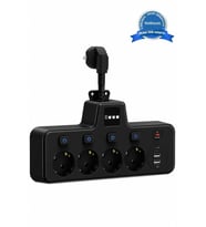 Termal Akım Korumalı 4 lü Duvar Tipi Priz 2x Usb 2x Type-c Çıkışlı Grup Priz Çoğaltıcı Siyah (2500w)