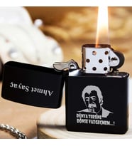 Kişiye Özel İsimli Benzinli Siyah Zippo Çakmak - Müslüm Gürses Baskılı