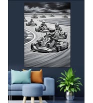 Gokart Araba Yarışı Resmi Dekoratif Kanvas - Mdf Ahşap Tablo