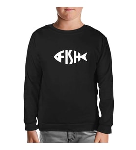 Fish with Letters Siyah Çocuk Sweatshirt