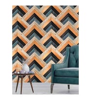 Dreamwall 3 Boyutlu Ahşap Zigzag Desen Silinebilir Tekstil Duvar Kağıdı (Çok Renkli)
