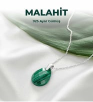 Luxtone Sertifikalı Malahit 925 Ayar Gümüş Kolye Kadın Takı LX0430KL