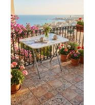 Alesta Life Katlanabilir Masa 60x90 cm MERMER BEYAZ