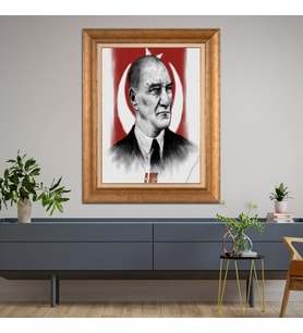 Altın Varaklı Paspartulu Çerçeveli Tablo rv1613