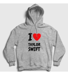 Presmono Unisex Gri I Love Taylor Swift Kapüşonlu Sweatshirt 311360tt (Gri)