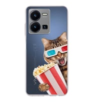 PrintiFy Vivo Y35 ile Uyumlu Kedi 1 Kamera Korumalı Şeffaf Kılıf