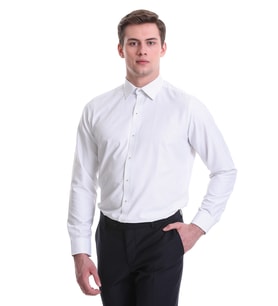 Hatemoğlu Gri Slim Fit Baskılı Pamuklu Slim Yaka Uzun Kollu Klasik Gömlek