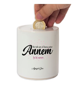 İsme Özel Seramik Kumbara - Annem