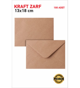 Davetiye Zarfı Kraft Zarf 100 Adet 13x18cm Kahverengi Zarf