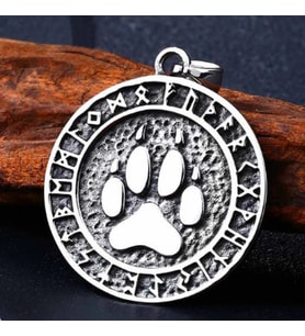 Paslanmaz Çelik Viking Mitolojisi Kabartma Desen Ayı Pençe Kolye