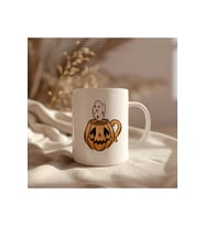 Hallowen Bal Kabağı Tasarımlı Beyaz Seramik Baskılı Kupa Bardak 330ml