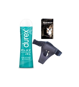 Durex Play Ekstra Hisset Bay Bayan Uyarıcılı Jel 50 ml + Siyah Deri Strap-On Kemeri + Hediye