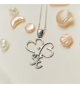 925 Ayar Gümüş Kişiselleştirilebilir Harfli Kalp Kolye (Silver)