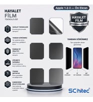 SChitec Apple 1-2-3 Uyumlu Ön Yüzey Hayalet Privacy Hidrojel Ekran Koruyucu